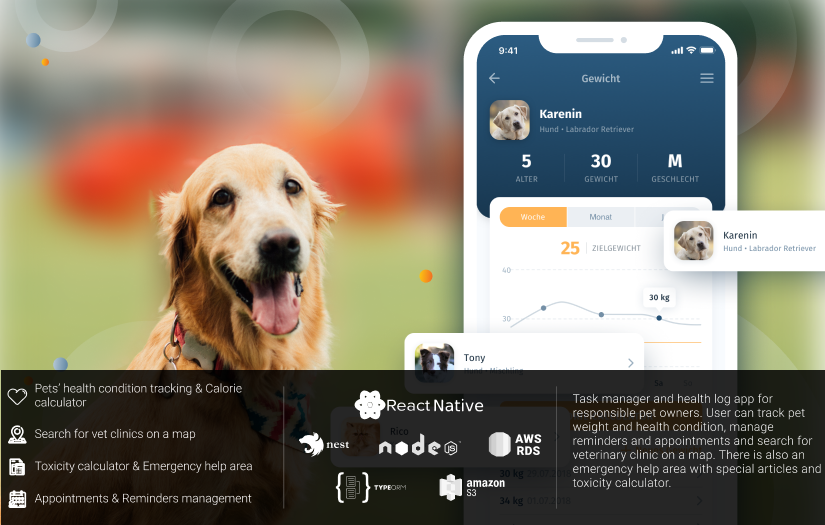 Pet Health Tracking App | React Native + Node.js screenshot 1
